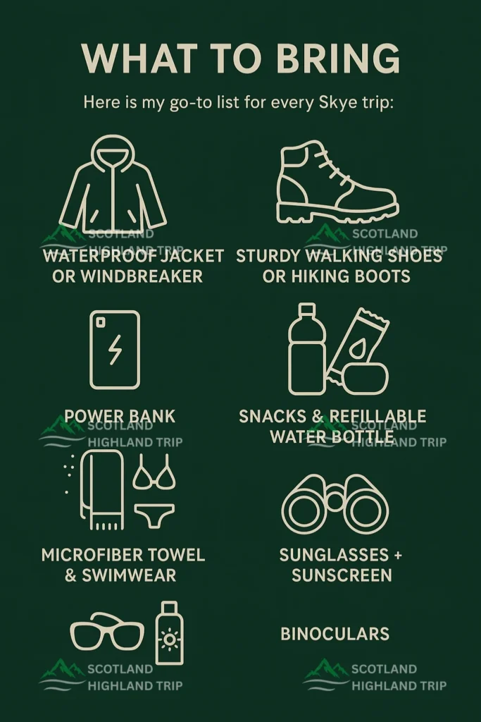 What to bring on isle of skye trip