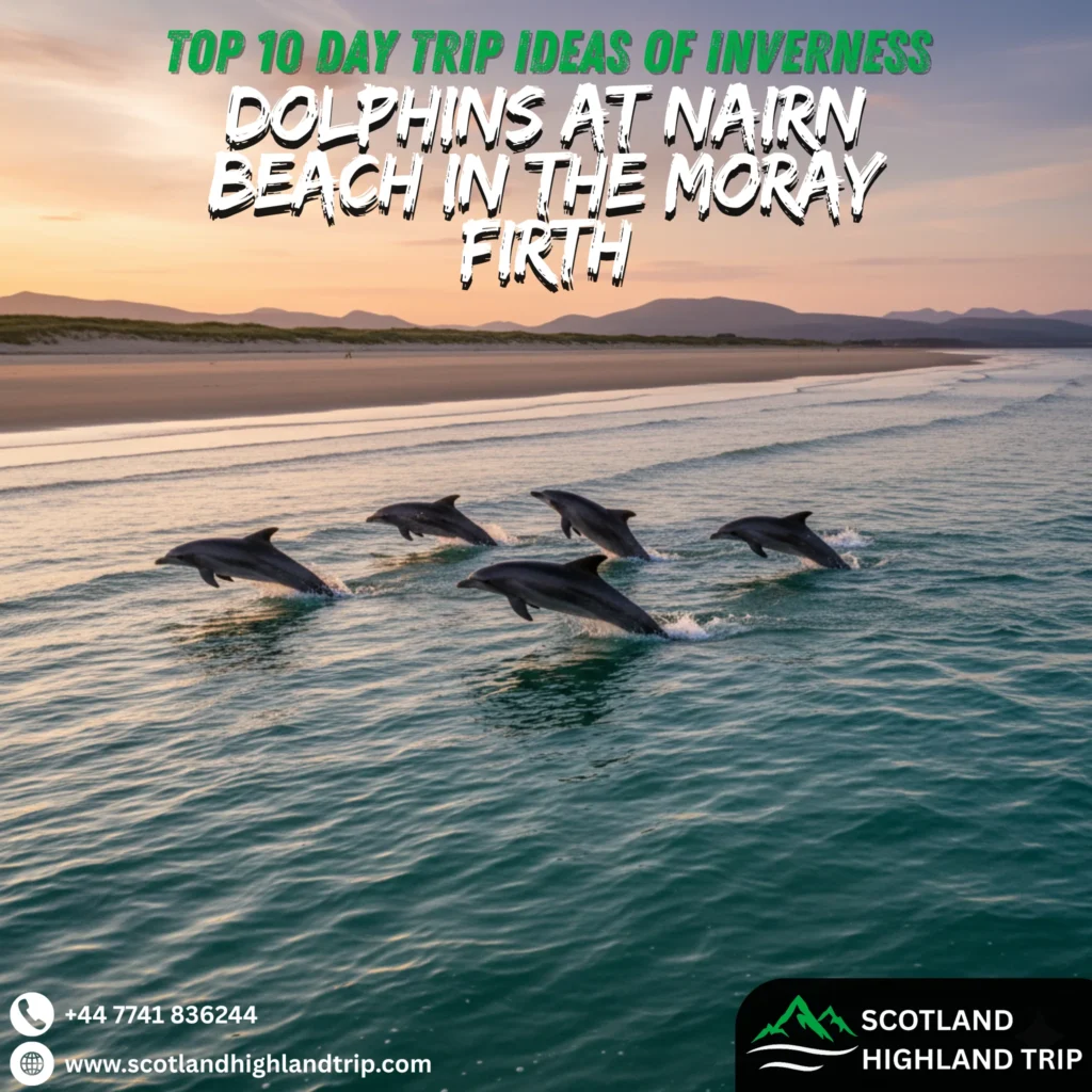 Day Trips Ideas from Inverness to the Scottish Highlands 7 Dolphins swimming off Nairn Beach in the Moray Firth