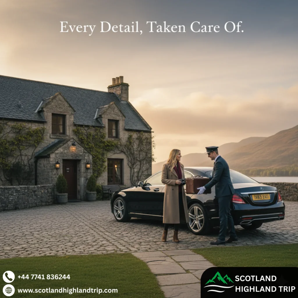 chauffeur assisting guests highland hotel eilean donan 1