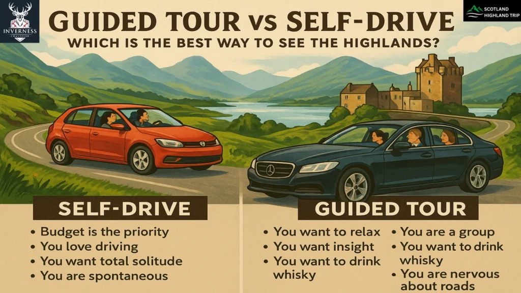 self drive vs Guided tour scotland highland