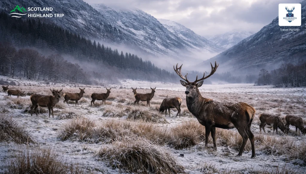 beers and wildlife in highland winters snow