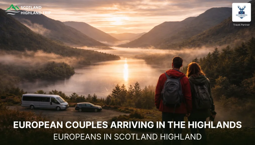 European Couples Arriving in the Highlands Europeans in scotland highland