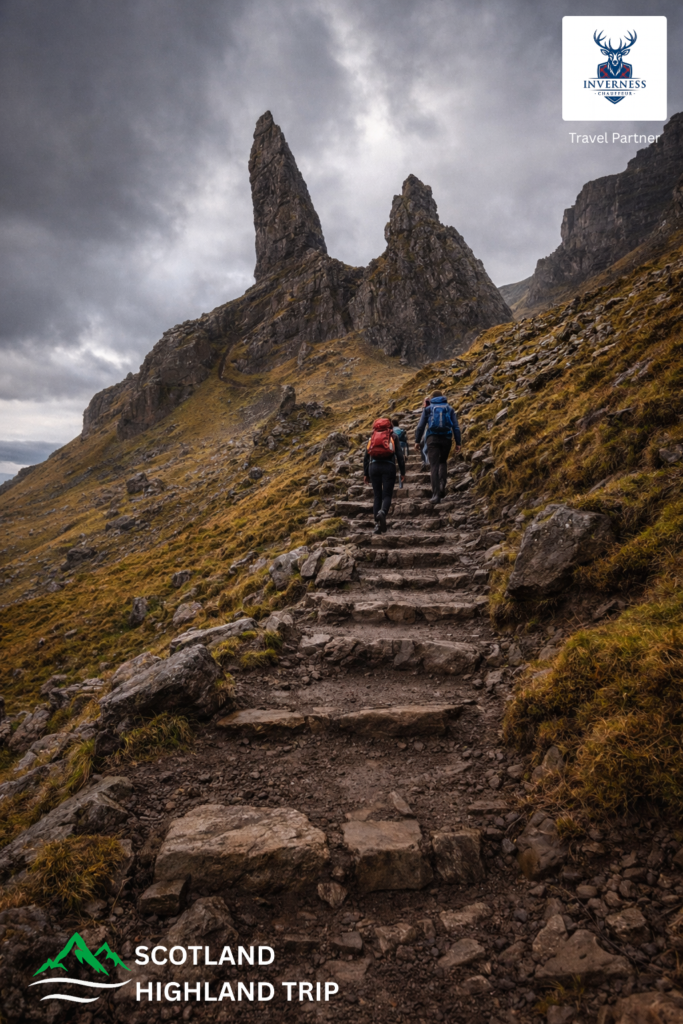 Old Man of Storr hiking trail difficulty steep path Isle of Skye
