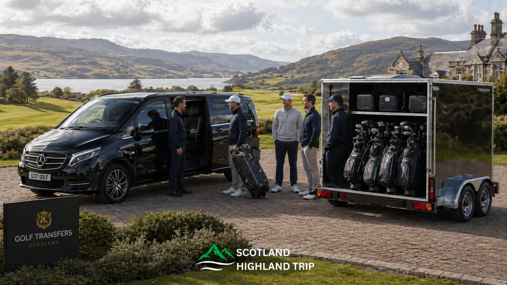 Golf equipment trailer for Scotland golf trips