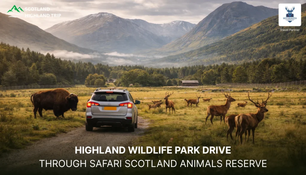 Highland Wildlife Park drive through safari Scotland animals reserve