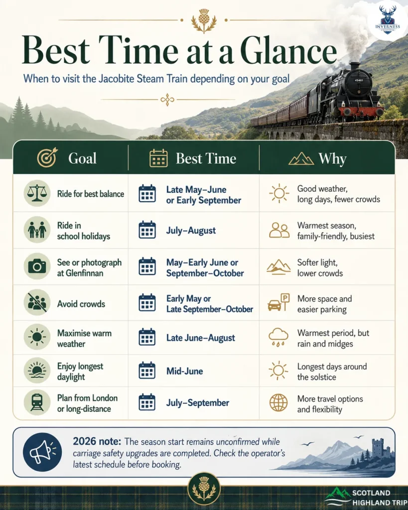 Best Time to Visit the Jacobite Steam Train in Scotland 1 Best Time at a Glance for the Jacobite Steam Train