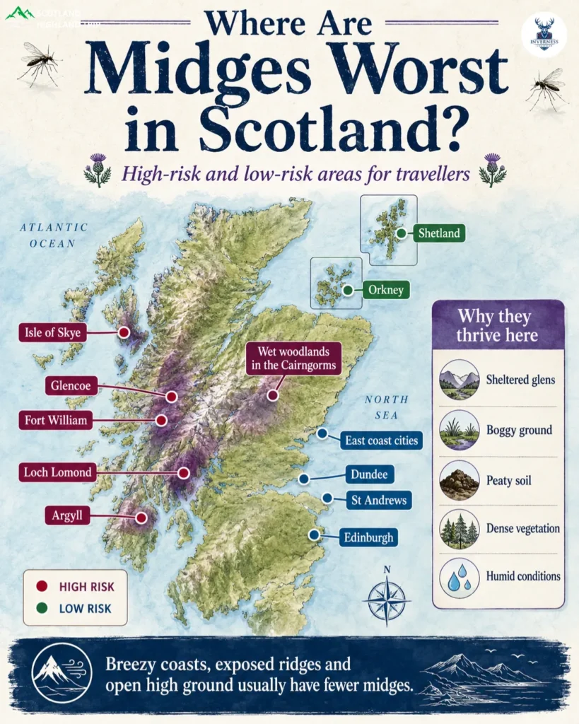 Scotland’s Midge Season: Practical Guide for Travellers 3 Where Are Midges Worst in Scotland Map