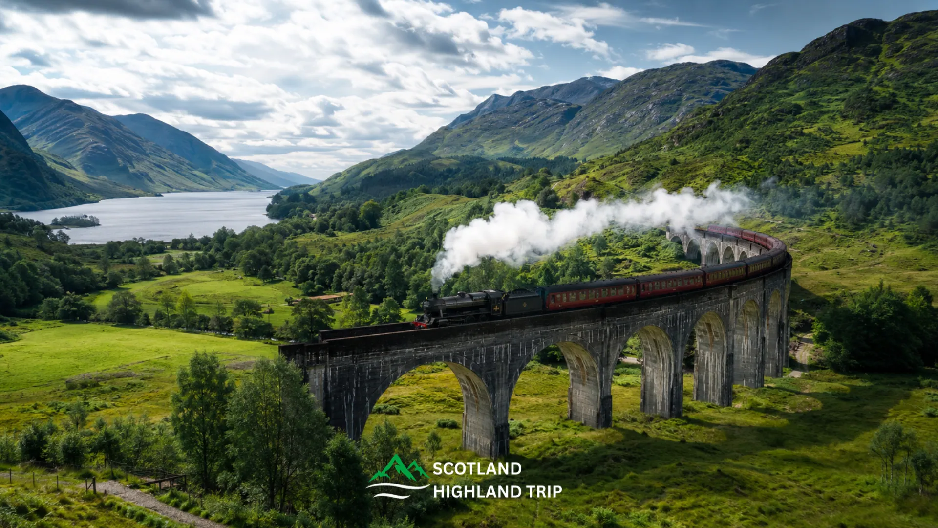 Glenfinnan Viaduct, the Harry Potter bridge, on the Glasgow to Inverness private day tour