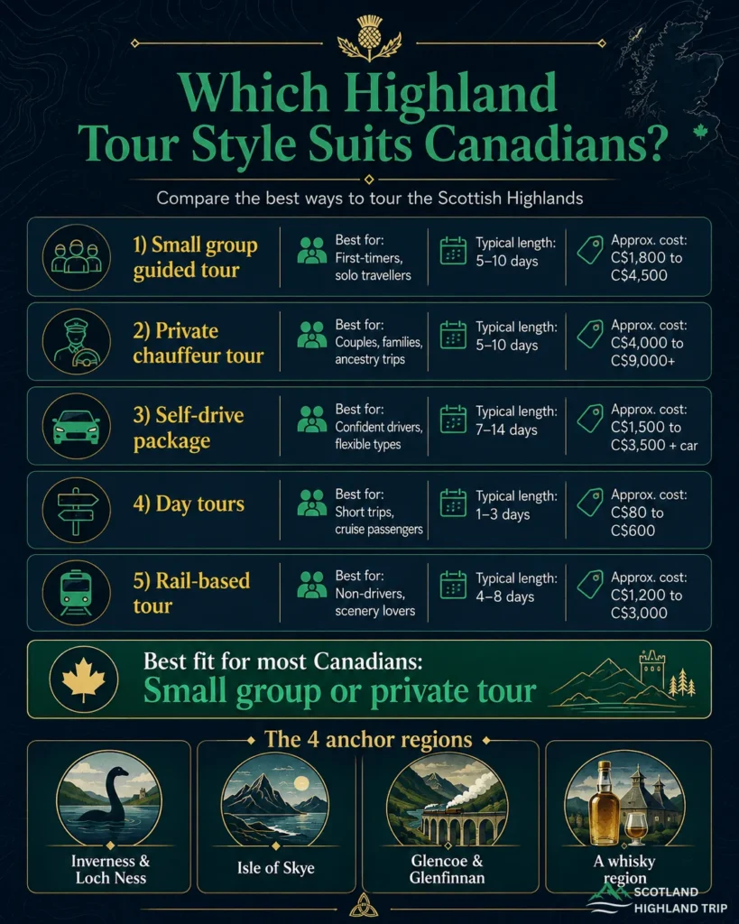 Best Scotland Highland Tour for Canadians: The Full Planning Guide 1 highland-tour-styles-for-canadians-comparison