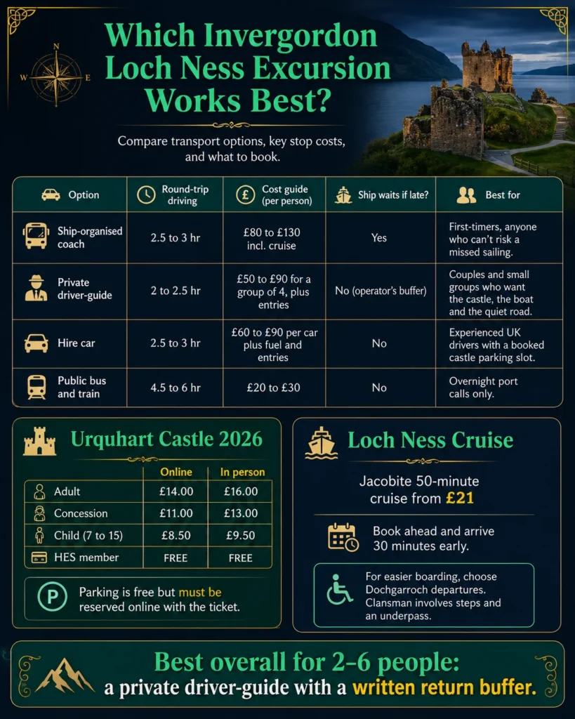 Invergordon to Loch Ness: Distance, Route and Shore-Excursion Plan 2 invergordon-loch-ness-excursion-options-compared