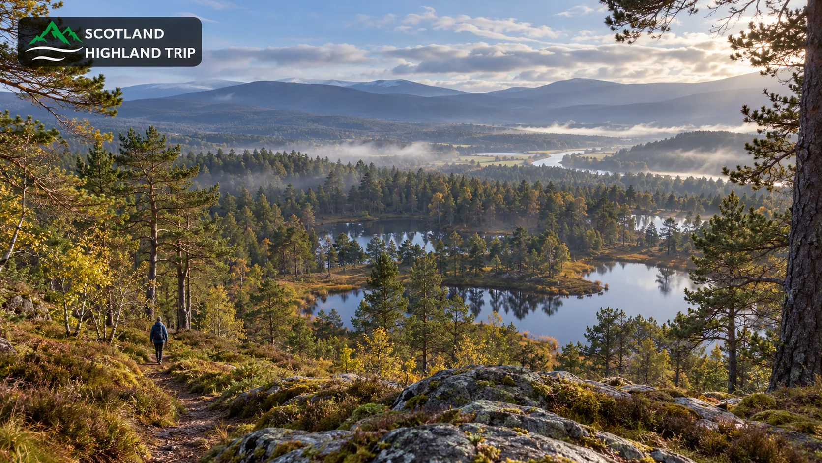 10 Quiet Places in the Scottish Highlands That Beat the Crowds 4 Small forest lochans seen from a rocky pinewood trail in the Cairngorms